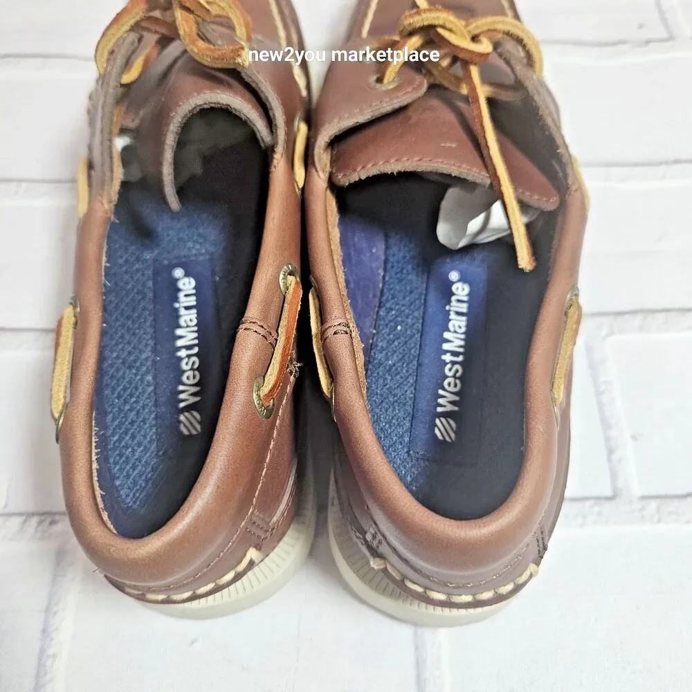 West Marine Boat Shoes Womens Size 7 Classic Mocs 1310 Loafers Brown Slip On